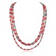 3 Strand Certified Authentic Navajo .925 Sterling Silver Natural Turquoise Coral Native American Necklace 18133-2