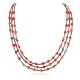 3 Strand Certified Authentic Navajo .925 Sterling Silver Natural Turquoise Coral Native American Necklace 18133-3