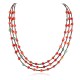 3 Strand Certified Authentic Navajo .925 Sterling Silver Natural Turquoise Coral Native American Necklace 18133-3 3 Strand Certified Authentic Navajo .925 Sterling Silver Natural Turquoise Coral Native American Necklace 18133-3