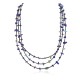 3 Strand Certified Authentic Navajo .925 Sterling Silver Natural Turquoise Lapis Native American Necklace 16094-2