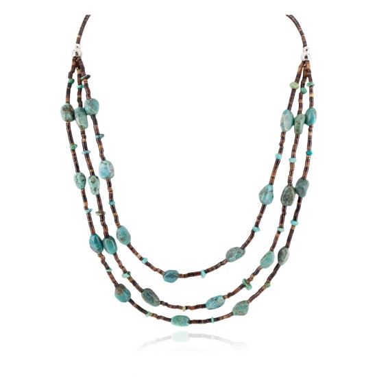 3 Strand Certified Authentic Navajo .925 Sterling Silver Natural Turquoise Native American Necklace 15585-81 3 Strand Certified Authentic Navajo .925 Sterling Silver Natural Turquoise Native American Necklace 15585-81