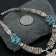 $300 Carved Fetish TCertified Authentic Navajo .925 Sterling Silver Graduated Melon Shell and Turquoise Native American Necklace 18108-13