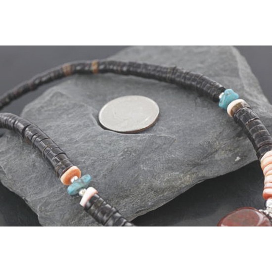 $300 Certified Authentic Navajo .925 Sterling Silver Graduated Heishi Jasper Turquoise Spiny Oyster Native American Necklace 390739560023 Clearance 752100-21 390739560023 (by LomaSiiva)
