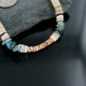 $300 Handmade Certified Authentic Navajo .925 Sterling Silver Graduated Melon Shell and Turquoise Native American Necklace 370968845060