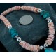 Certified Authentic Navajo .925 Sterling Silver Graduated Melon Shell and Turquoise Native American Necklace 15778-122