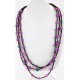 Certified Authentic 3 Strand Navajo .925 Sterling Silver Turquoise and Purple Agate Native American Necklace 15775-14