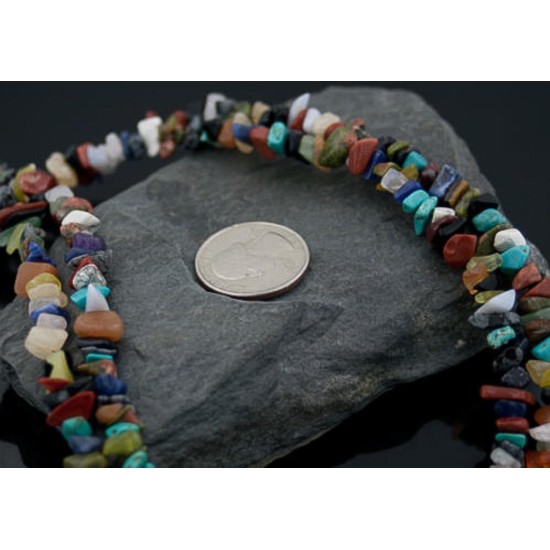 $370 Retail TagCertified Authentic 2 Strand Navajo .925 Sterling Silver Multicolor Natural Stone Native American Necklace 370873814908 Clearance 15501-19 370873814908 (by LomaSiiva)