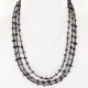 Certified Authentic 3 Strand Navajo .925 Sterling Silver Turquoise and Lapis Native American Necklace 15401-16