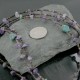 $420 Certified Authentic 3 Strand Navajo .925 Sterling Silver Turquoise and Amethyst Native American Necklace 15585-23