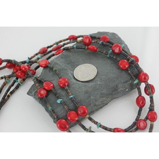 Certified Authentic 3 Strand Navajo .925 Sterling Silver Turquoise and Coral Native American Necklace 390662436706 Certified Authentic 3 Strand Navajo .925 Sterling Silver Turquoise and Coral Native American Necklace 390662436706