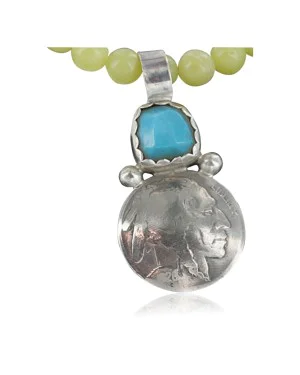 $450 Vintage Style OLD Buffalo Coin Certified Authentic Navajo .925 Sterling Silver Turquoise Native American Necklace 370923880921 $450 Vintage Style OLD Buffalo Coin Certified Authentic Navajo .925 Sterling Silver Turquoise Native American Necklace 370923880921