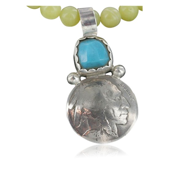 $450 Vintage Style OLD Buffalo Coin Certified Authentic Navajo .925 Sterling Silver Turquoise Native American Necklace 370923880921 $450 Vintage Style OLD Buffalo Coin Certified Authentic Navajo .925 Sterling Silver Turquoise Native American Necklace 370923880921