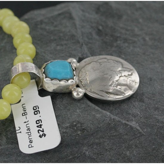 $450 Vintage Style OLD Buffalo Coin Certified Authentic Navajo .925 Sterling Silver Turquoise Native American Necklace 370923880921 $450 Vintage Style OLD Buffalo Coin Certified Authentic Navajo .925 Sterling Silver Turquoise Native American Necklace 370923880921