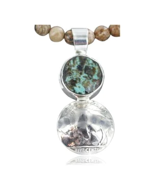 $450 Vintage Style OLD Buffalo Coin Certified Authentic Navajo .925 Sterling Silver Turquoise Native American Necklace 370929246896 $450 Vintage Style OLD Buffalo Coin Certified Authentic Navajo .925 Sterling Silver Turquoise Native American Necklace 370929246896