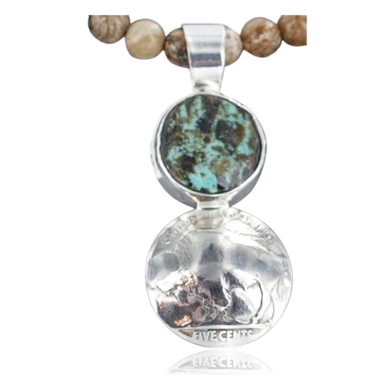 $450 Vintage Style OLD Buffalo Coin Certified Authentic Navajo .925 Sterling Silver Turquoise Native American Necklace 370929246896 $450 Vintage Style OLD Buffalo Coin Certified Authentic Navajo .925 Sterling Silver Turquoise Native American Necklace 370929246896
