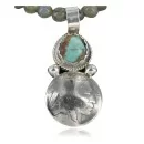 Vintage Buffalo Coin Navajo Sterling Silver Turquoise Necklace 390689758816