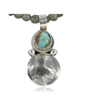 Vintage Buffalo Coin Navajo Sterling Silver Turquoise Necklace 390689758816 Vintage Buffalo Coin Navajo Sterling Silver Turquoise Necklace 390689758816