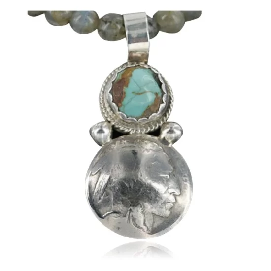 Vintage Buffalo Coin Navajo Sterling Silver Turquoise Necklace 390689758816 Vintage Buffalo Coin Navajo Sterling Silver Turquoise Necklace 390689758816