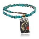 $470 12kt Gold Filled and .925 Sterling Silver Handmade KOKOPELI Certified Authentic Navajo Natural Coral Native American Necklace 370995434870