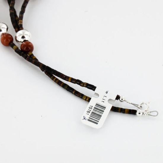 $470 Certified Authentic 3 Strand Navajo .925 Sterling Silver Turquoise and Gold Stone Native American Necklace 15761-2 $470 Certified Authentic 3 Strand Navajo .925 Sterling Silver Turquoise and Gold Stone Native American Necklace 15761-2