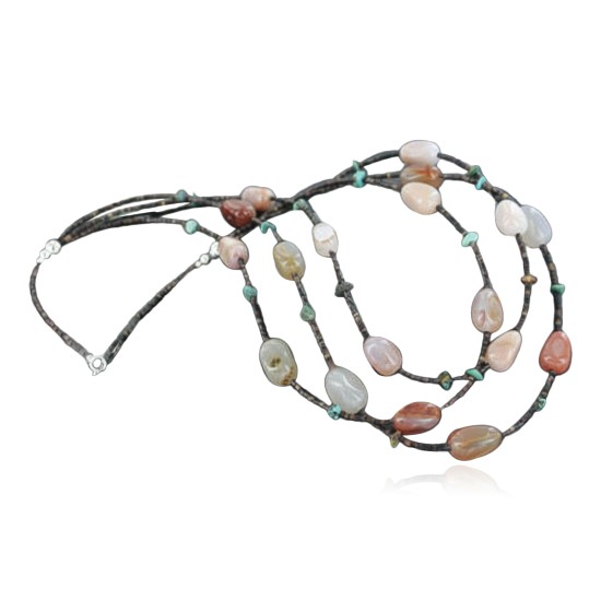 $480 Certified Authentic 3 Strand Navajo .925 Sterling Silver Turquoise and Carnelian Native American Necklace 750106-62 $480 Certified Authentic 3 Strand Navajo .925 Sterling Silver Turquoise and Carnelian Native American Necklace 750106-62