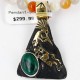 12kt Gold Filled and .925 Sterling Silver Handmade KOKOPELI Certified Authentic Navajo Malachite Native American Necklace 390758419519