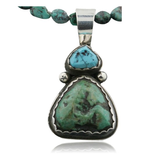 $490 Handmade Certified Authentic Navajo .925 Sterling Silver and Turquoise Native American Necklace 370970516300
