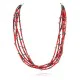 5 Strand Certified Authentic Navajo .925 Sterling Silver Coral and Natural Turquoise Native American Necklace  25278-78