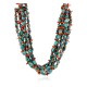5 Strand Navajo Natural Turquoise and Mediterranean Coral Native American Necklace 15737-0