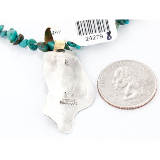 12kt Gold Filled and .925 Sterling Silver Handmade KOKOPELLI Certified Authentic Navajo Turquoise Native American Necklace 390823392178 12kt Gold Filled and .925 Sterling Silver Handmade KOKOPELLI Certified Authentic Navajo Turquoise Native American Necklace 390823392178