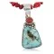 $540 Handmade Certified Authentic Navajo .925 Sterling Silver Natural Turquoise and Coral Native American Necklace 390682386031