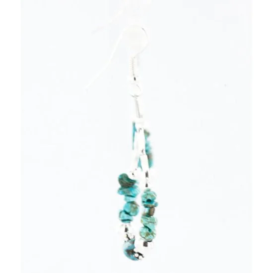 Certified Authentic Navajo .925 Sterling Silver Hooks Natural Turquoise Native American Earrings 390834622865