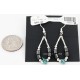 Certified Authentic Navajo .925 Sterling Silver Hooks Natural Turquoise Hematite Native American Earrings 371037382848