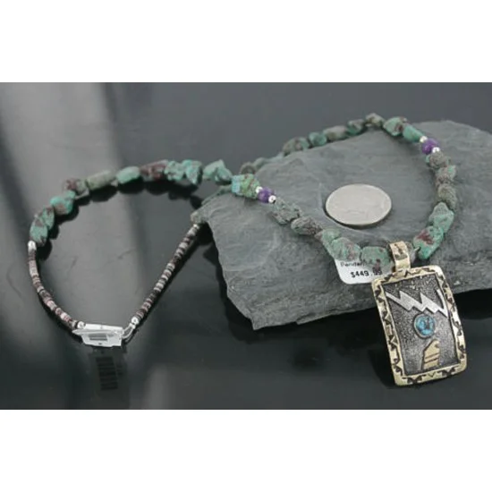 $640 .925 Sterling Silver and 12kt Gold Filled Handmade Modern Design Certified Authentic Navajo Turquoise Native American Necklace 390722707201 $640 .925 Sterling Silver and 12kt Gold Filled Handmade Modern Design Certified Authentic Navajo Turquoise Native American Necklace 390722707201