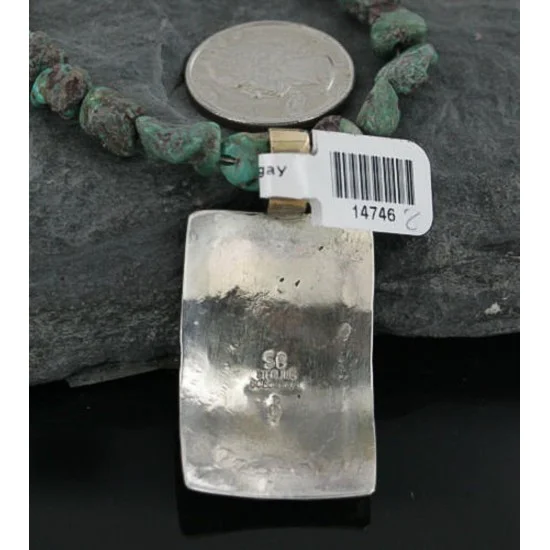 $640 .925 Sterling Silver and 12kt Gold Filled Handmade Modern Design Certified Authentic Navajo Turquoise Native American Necklace 390722707201 $640 .925 Sterling Silver and 12kt Gold Filled Handmade Modern Design Certified Authentic Navajo Turquoise Native American Necklace 390722707201