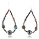 $80 Certified Authentic Navajo .925 Sterling Silver Hooks Natural Turquoise Hematite Native American Earrings 370994156894