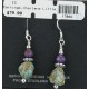$80 Certified Authentic Navajo .925 Sterling Silver Hooks Natural Turquoise Sugilite Native American Earrings 370962102415