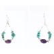 Certified Authentic Navajo .925 Sterling Silver Hooks Natural Turquoise Amethyst Native American Earrings 390828658048