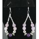 Certified Authentic Navajo .925 Sterling Silver Hooks Natural Pink Quartz and Sugilite Native American Earrings 390728583087