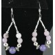 Certified Authentic Navajo .925 Sterling Silver Hooks Natural Quartz Sugilite Native American Earrings 370967653029