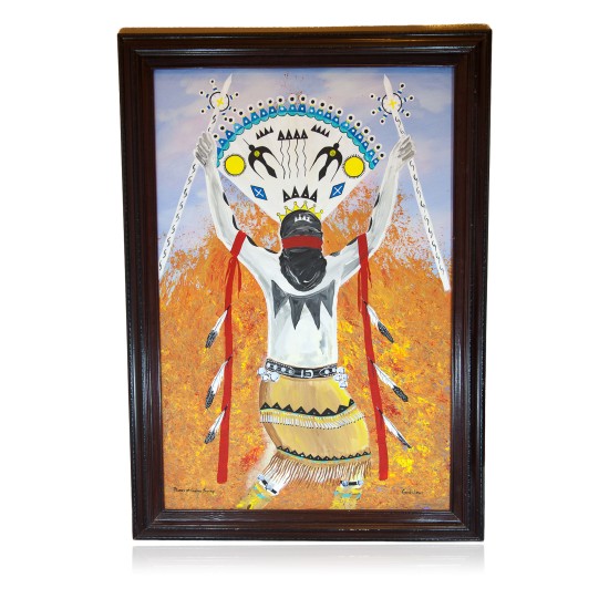 $800 Apache Painted by Certified Authentic Acrylic Flames of Gopher Springs Native American Painting 10784-101 $800 Apache Painted by Certified Authentic Acrylic Flames of Gopher Springs Native American Painting 10784-101