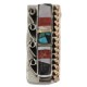 Navajo .925 Sterling Silver Handmade Certified Authentic Inlaid Natural Black Onyx Mother of Pearl Spiny Oyster Turquoise Native American Nickel Brass Copper Money Clip 91001-11