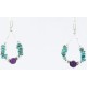 Certified Authentic Navajo .925 Sterling Silver Hooks Turquoise and Purple Jade Native American Earrings 390822695594