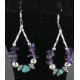 Certified Authentic Navajo .925 Sterling Silver Hooks Natural Turquoise Amethyst Native American Earrings 370964804472
