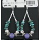 Certified Authentic Navajo .925 Sterling Silver Hooks Natural Turquoise Sugilite Native American Earrings 370959390449