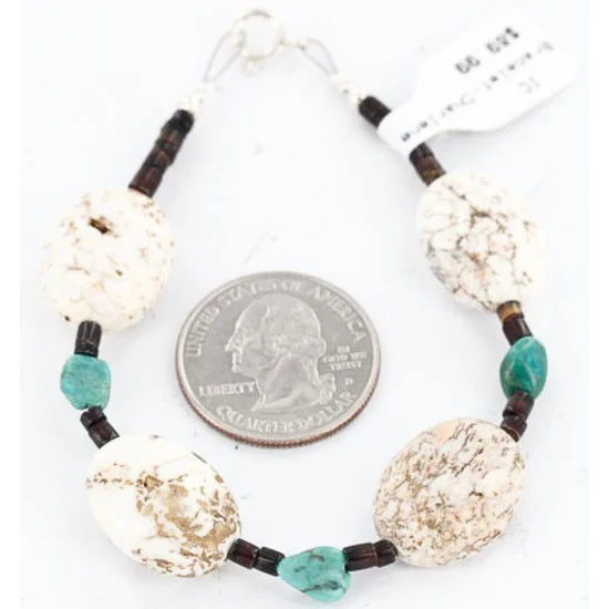 Certified Authentic Navajo NATIVE .925 Sterling Silver WHITE Turquoise Native American Bracelet 371017487123