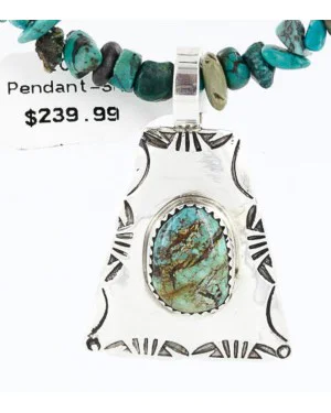 .925 SILVER Handmade Certified Authentic Navajo Turquoise Native American Necklace 371011795685