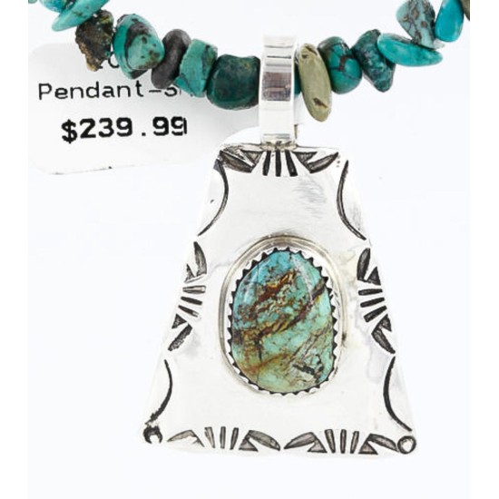 .925 SILVER Handmade Certified Authentic Navajo Turquoise Native American Necklace 371011795685