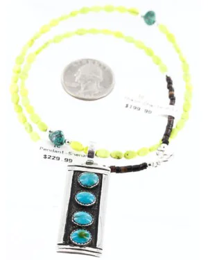 .925 SILVER Handmade Certified Authentic Navajo Turquoise Native American Necklace 390783971748