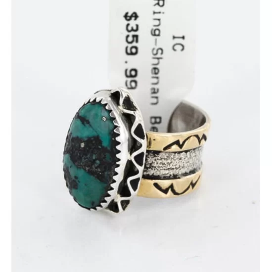 .925 Sterling Silver 12kt Gold Filled Handmade Certified Authentic Navajo Turquoise Native American Ring 371034162033 .925 Sterling Silver 12kt Gold Filled Handmade Certified Authentic Navajo Turquoise Native American Ring 371034162033